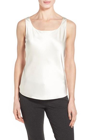 Women's Lafayette 148 New York Silk Charmeuse Tank - Ivory