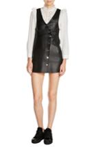 Women's Maje Button-front Leather Minidress - Black