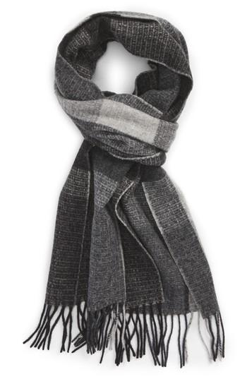Men's Nordstrom Men's Shop Plaid Wool Scarf, Size - Black