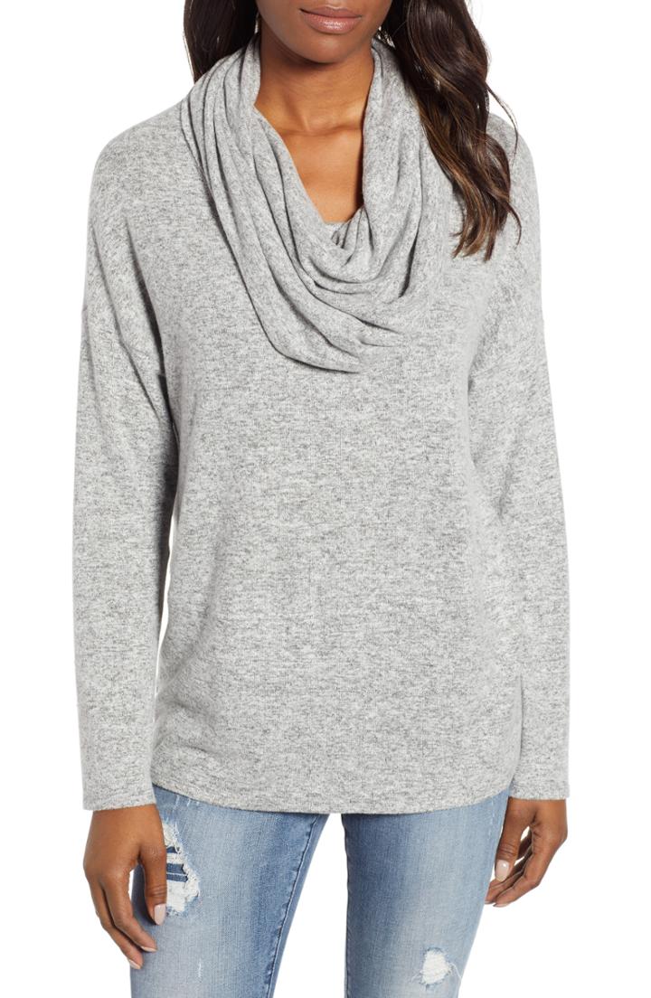 Women's Caslon Cozy Cowl Neck Tunic - Grey
