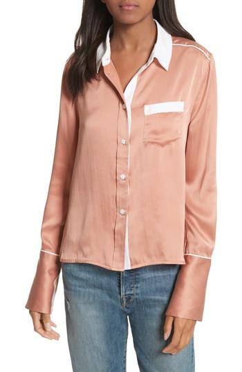 Women's Equipment Huntley Contrast Silk Shirt - Pink