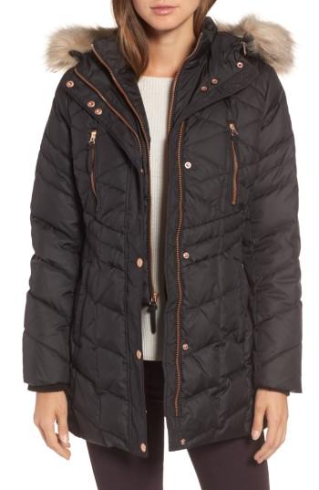 Women's Andrew Marc Marley 30 Coat With Detachable Faux Fur
