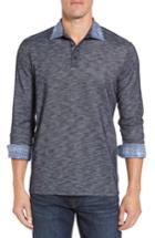 Men's Stone Rose Flame Slim Fit Long Sleeve Polo (s) - Blue
