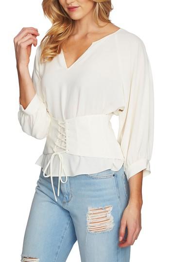 Women's 1.state Blouson Sleeve Corset Blouse - White