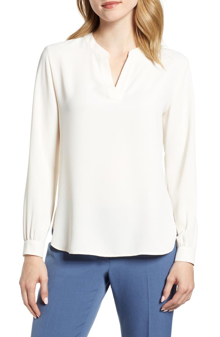 Women's Anne Klein Split Neck Blouse, Size - White