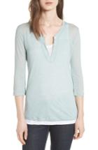 Women's Majestic Filatures Double Layer Henley Top - White