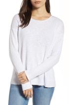 Women's Eileen Fisher Organic Linen & Cotton Crewneck Sweater, Size - White