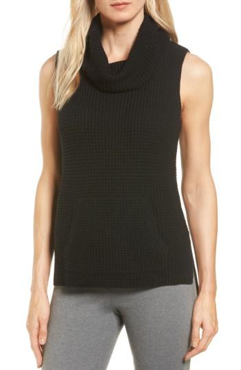 Petite Women's Two By Vince Camuto Waffle Stitch Vest P - Black