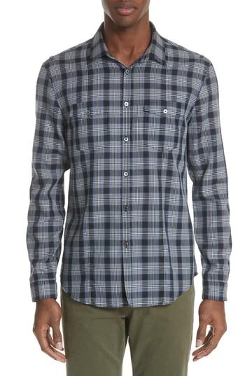 Men's John Varvatos Slim Fit Plaid Sport Shirt - Blue