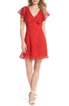Women's Chelsea28 Ruffle Sleeve Lace Fit & Flare Dress - Red