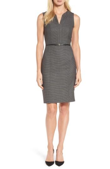 Women's Boss Dalanda Belted Sheath Dress R - Grey