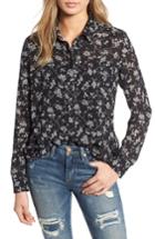 Women's Bp. Gathered Back Print Shirt, Size - Black