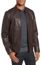 Men's Ted Baker London Mate Leather Biker Jacket (l) - Brown