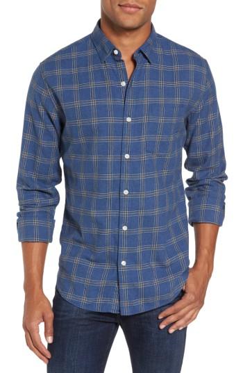 Men's Bonobos Slim Fit Plaid Twill Sport Shirt, Size - Blue