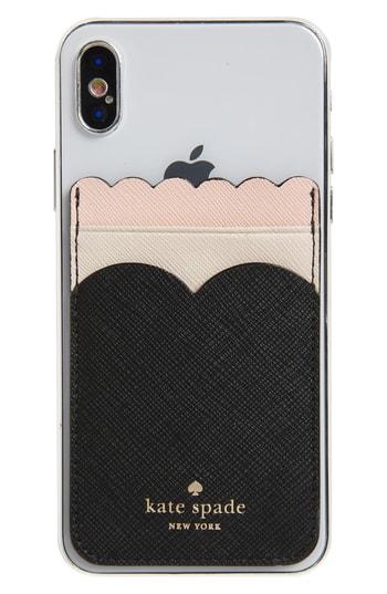 Kate Spade New York Phone Triple Sticker Scalloped Glitter Pocket - Black