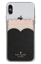 Kate Spade New York Phone Triple Sticker Scalloped Glitter Pocket - Black