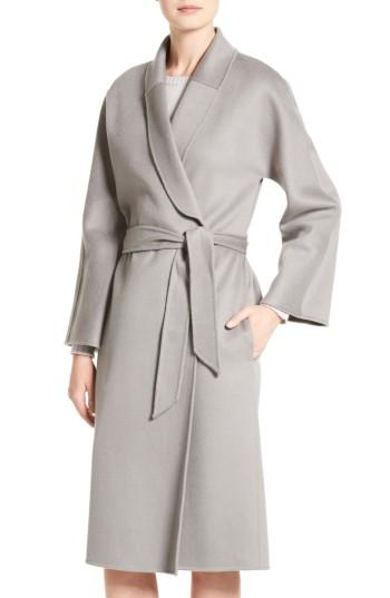 Women's Armani Collezioni Double Face Cashmere Wrap Coat - Grey