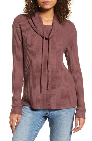 Women's Socialite Cowl Neck Waffle Knit Top