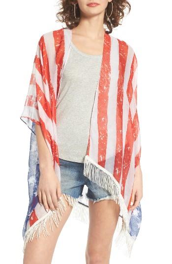 Women's Capelli Of New York Americana Fringe Kimono