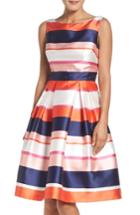 Women's Eliza J Stripe Fit & Flare Dress - Pink