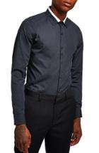 Men's Topman Slim Fit Panel Collar Shirt