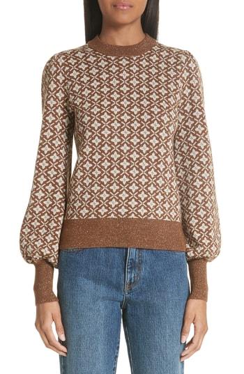 Women's Co Jacquard Knit Sweater - Brown