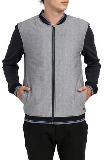 Men's Rvca Oxford Bomber Jacket - Grey