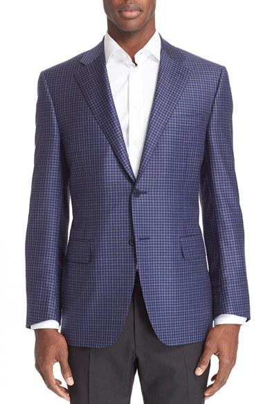 Men's Canali Classic Fit Check Wool Sport Coat S Eu - Grey