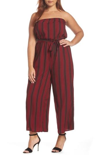 Women's Soprano Strapless Jumpsuit, Size - Burgundy