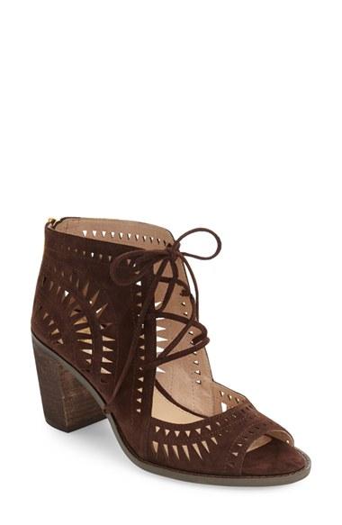 Women's Vince Camuto 'tarita' Cutout Lace-up Sandal M - Brown