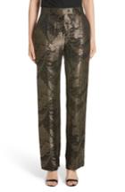 Women's Etro Metallic Floral Silk Blend Pants Us / 44 It - Black