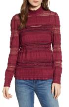 Women's Hinge Lace Inset Turtleneck, Size - Burgundy