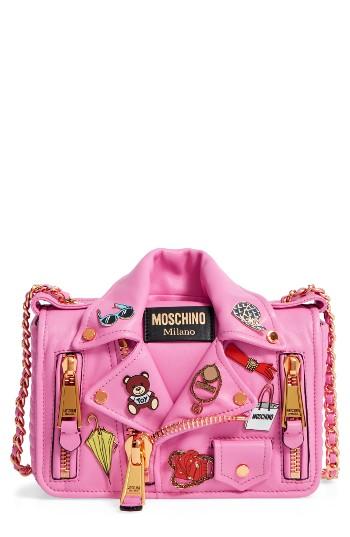 Moschino Biker Jacket Shoulder Bag - Pink