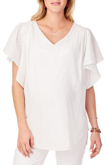 Women's Ingrid & Isabel Flutter Sleeve Maternity Top - White