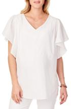 Women's Ingrid & Isabel Flutter Sleeve Maternity Top - White