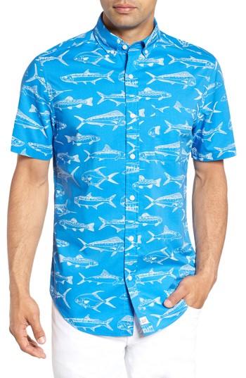 Men's Vineyard Vines Fish Outlines Classic Fit Sport Shirt - Blue