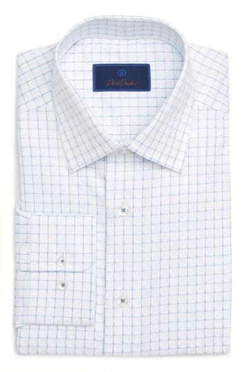 Men's David Donahue Regular Fit Check Dress Shirt .5 - 32/33 - White