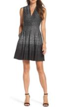 Women's Vince Camuto Jacquard Fit & Flare Dress - Black