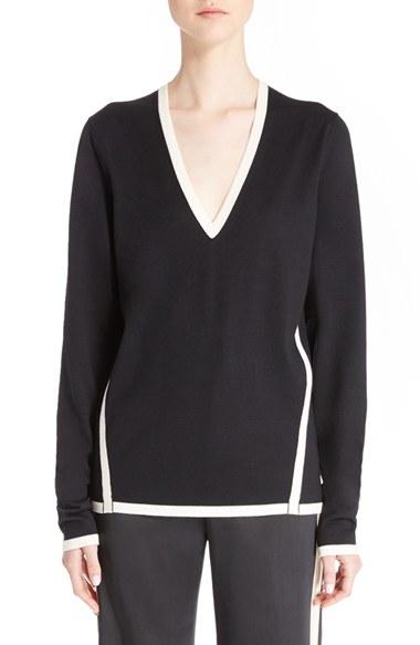 Women's Lanvin Contrast Detail Wool Sweater