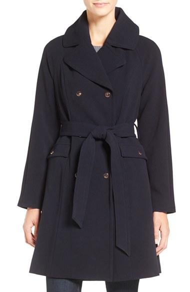Women's Eliza J Water Repellent Gabardine Trench Coat - Blue
