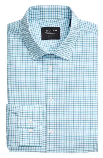 Men's Nordstrom Men's Shop Extra Trim Fit Check Dress Shirt 32/33 - Blue/green