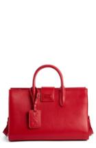 Saint Laurent Medium Jane Cabas Leather Satchel - Red