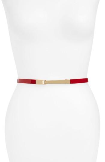 Women's Halogen 'interlock' Skinny Stretch Leather Belt - Red Sage