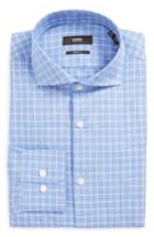 Men's Boss Mark Us Sharp Fit Plaid Dress Shirt .5 R - Blue