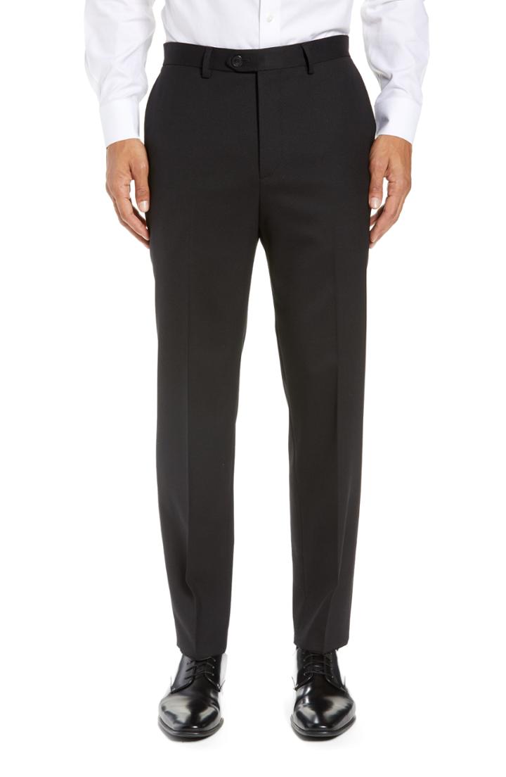Men's Boss Hening Trim Fit Wool Blend Pants R - Black