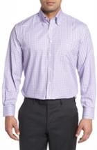 Men's Nordstrom Men's Shop Classic Fit Non-iron Gingham Dress Shirt - 34 - Purple (online Only)