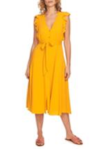 Women's 1.state Button Front Midi Dress, Size - Yellow