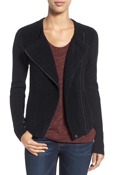 Women's Caslon Mixed Knit Moto Sweater