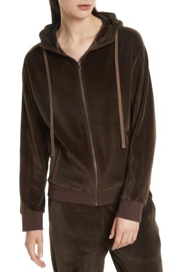 Women's Vince Zip Velour Hoodie - Brown