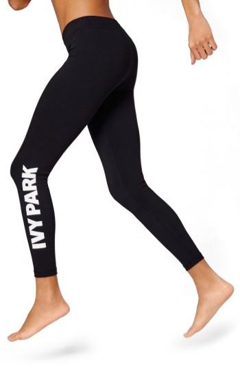 Women's Ivy Park Logo Mid Rise Ankle Leggings - Black